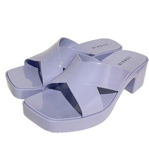 Torrid Size 9 Light Purple Jelly Criss Cross Block Heel Sandal NEW